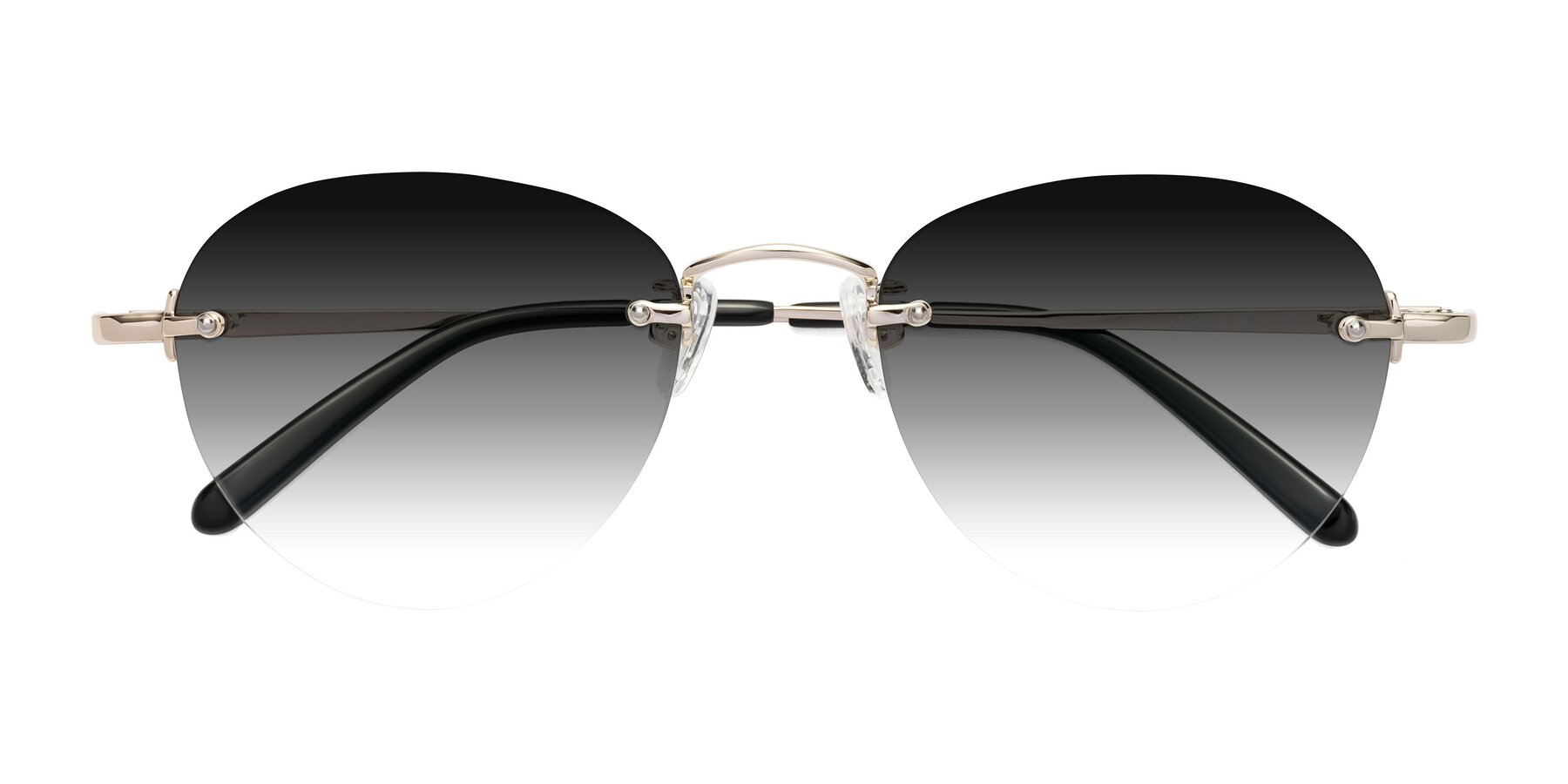 Folded Front of Quinn in Light Gold with Gray Gradient Lenses