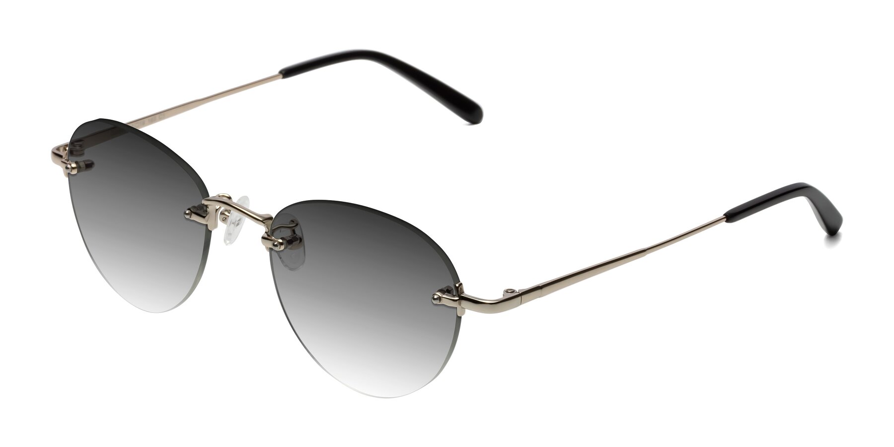 Angle of Quinn in Light Gold with Gray Gradient Lenses