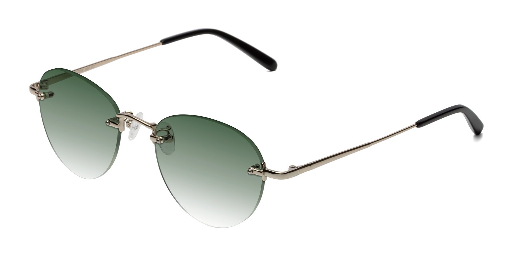 Angle of Quinn in Light Gold with Green Gradient Lenses
