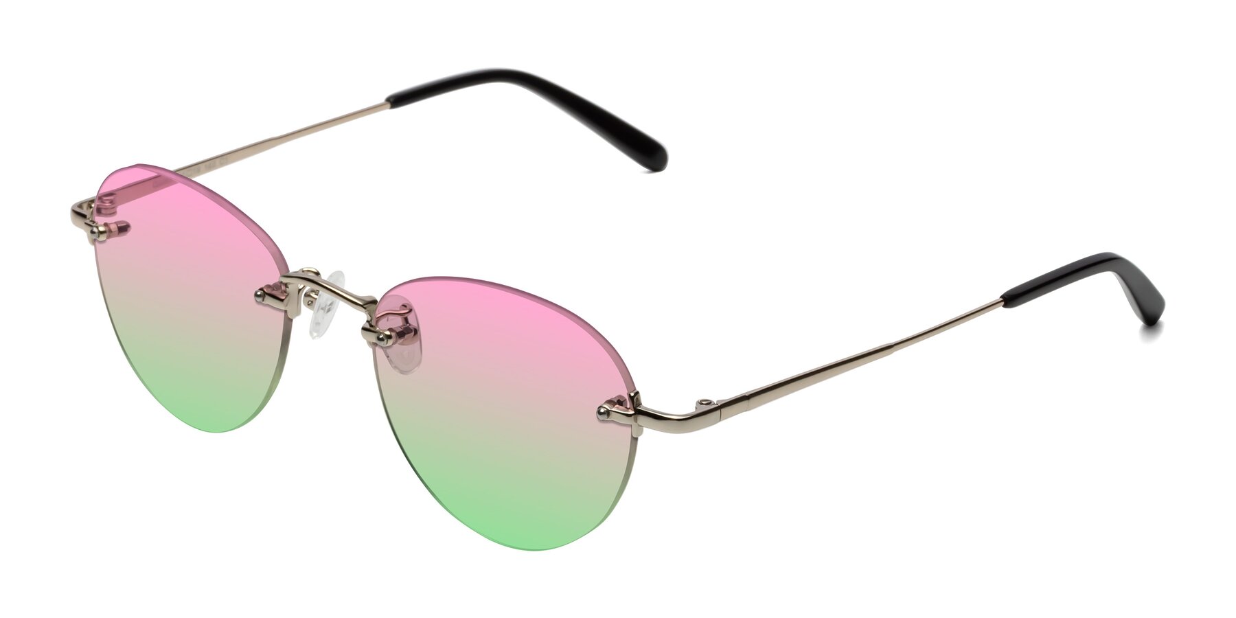 Angle of Quinn in Light Gold with Pink / Green Gradient Lenses