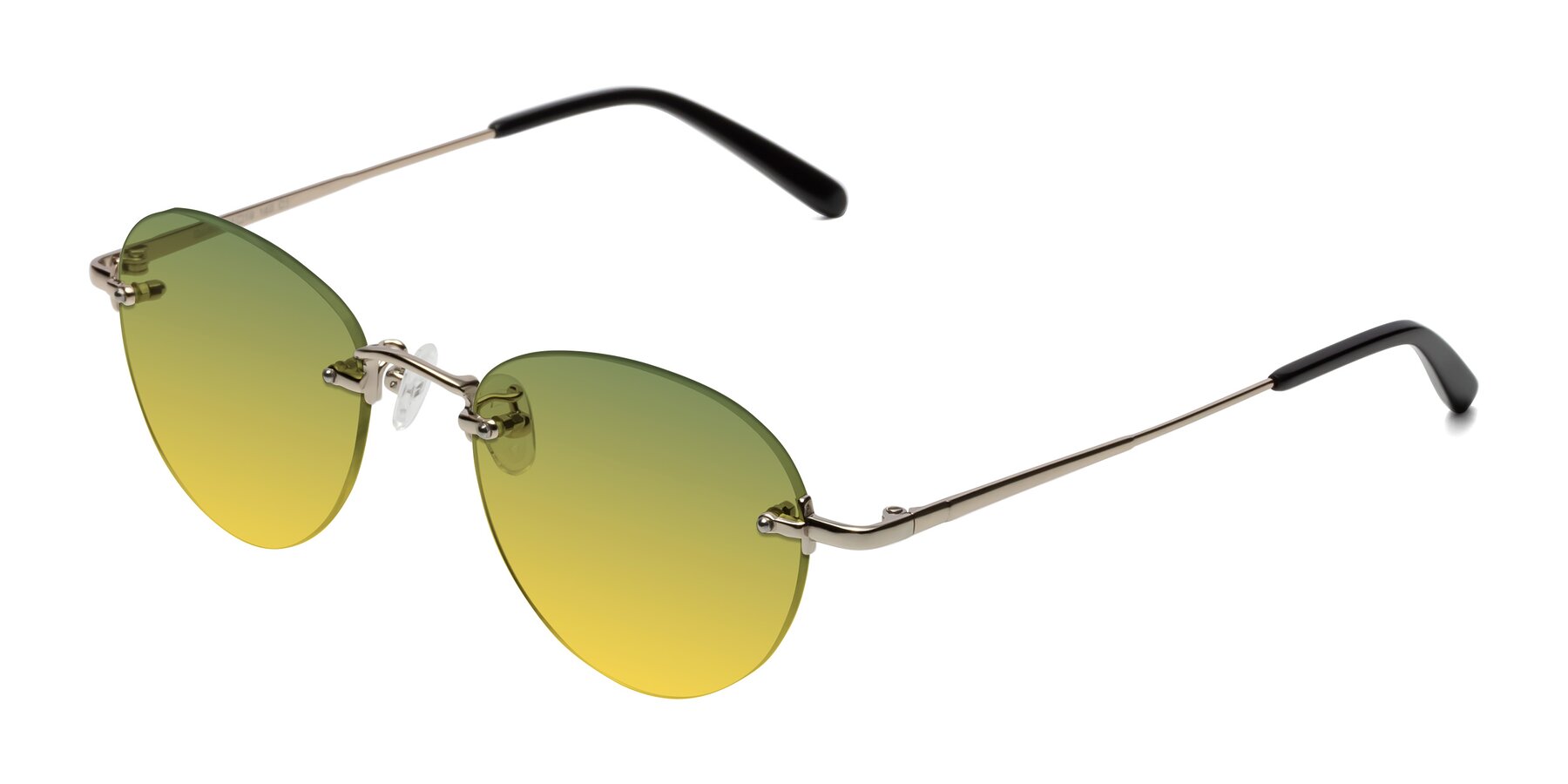 Angle of Quinn in Light Gold with Green / Yellow Gradient Lenses