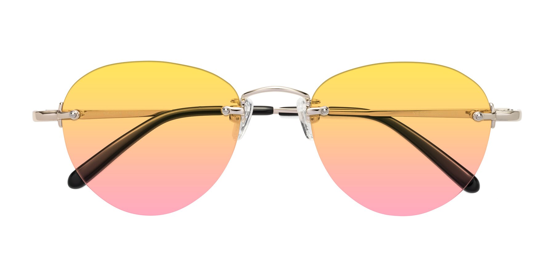 Folded Front of Quinn in Light Gold with Yellow / Pink Gradient Lenses