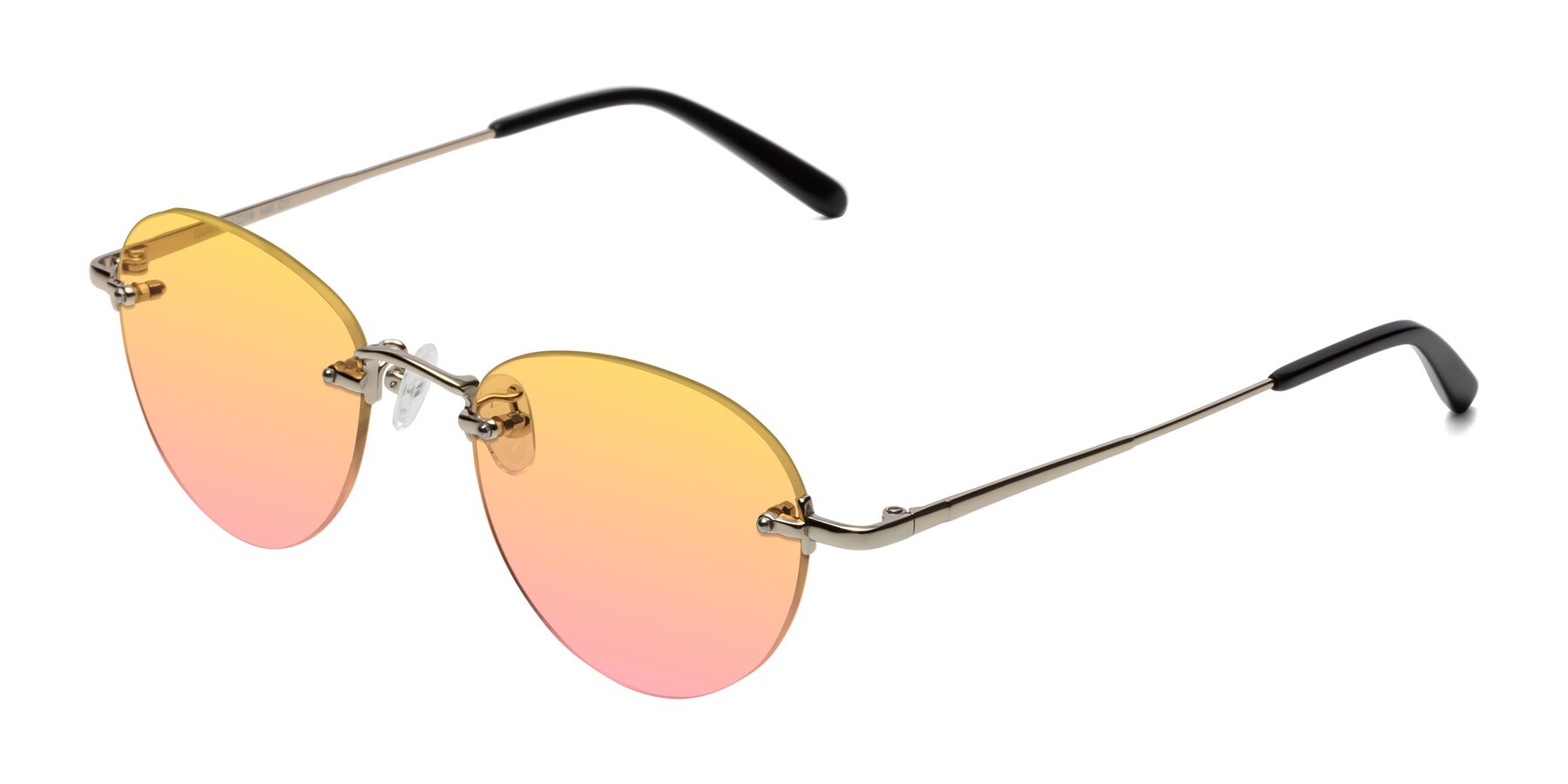 Angle of Quinn in Light Gold with Yellow / Pink Gradient Lenses