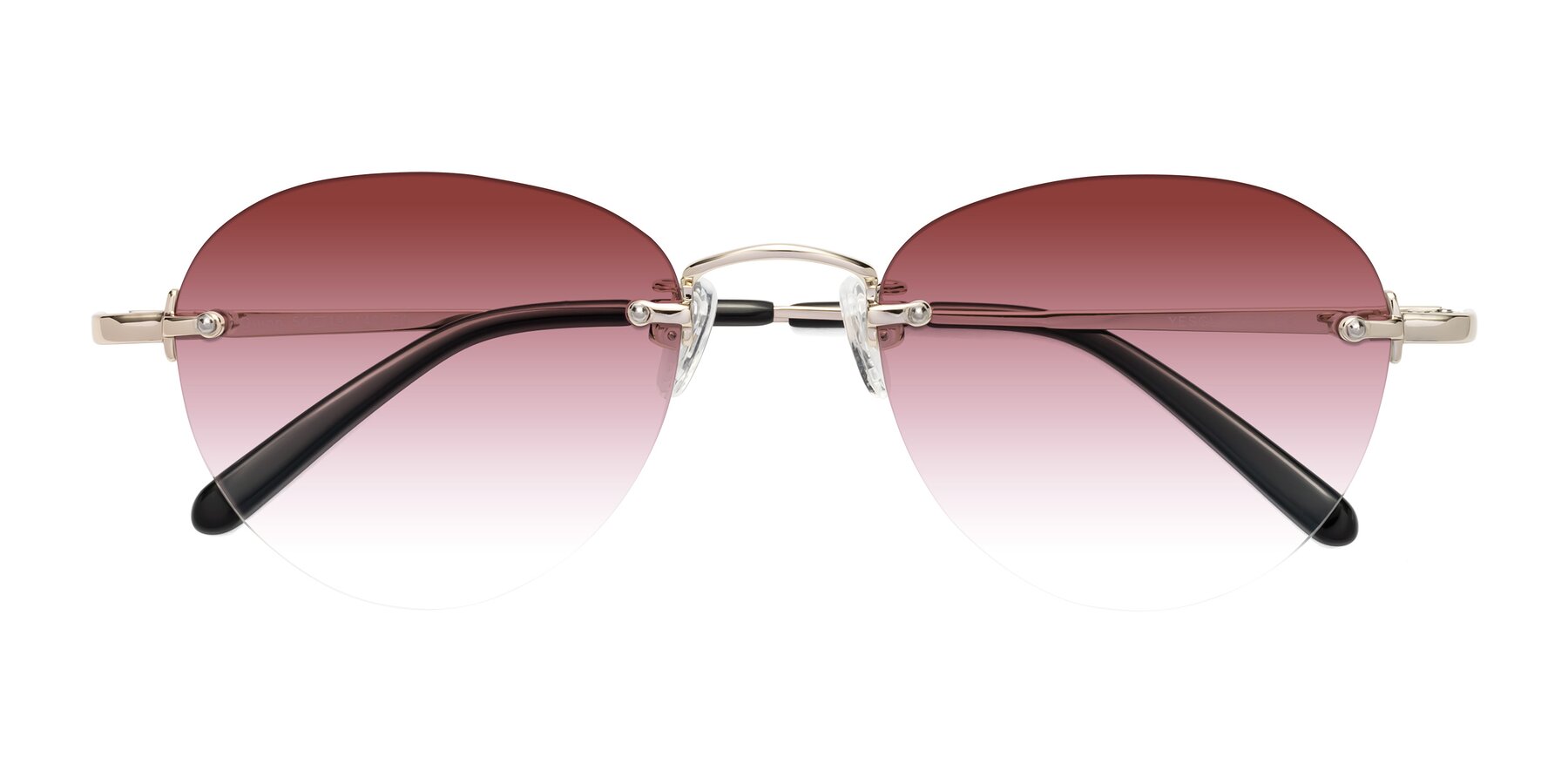 Folded Front of Quinn in Light Gold with Garnet Gradient Lenses