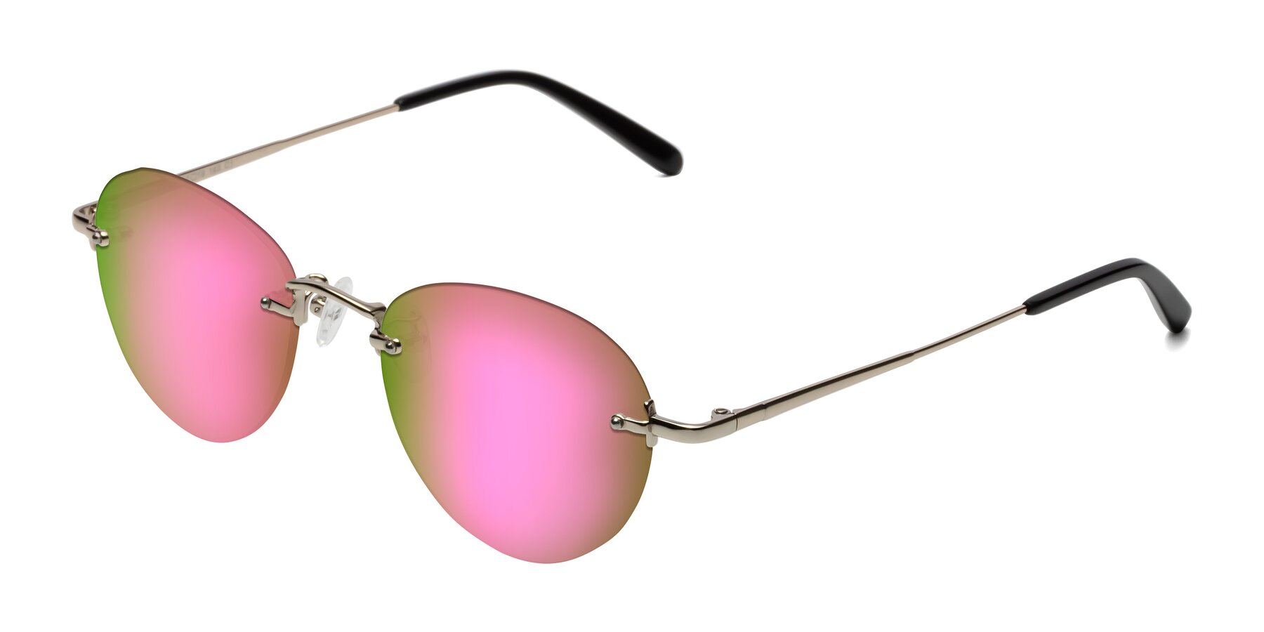 Angle of Quinn in Light Gold with Pink Mirrored Lenses