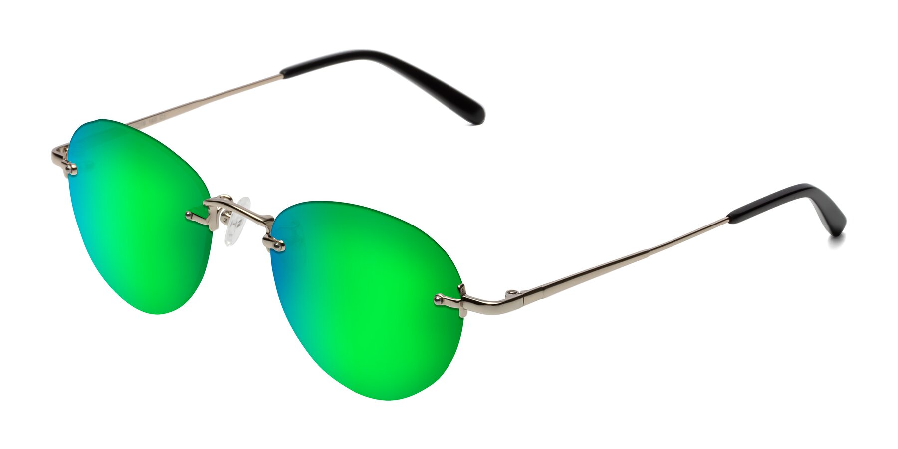 Angle of Quinn in Light Gold with Green Mirrored Lenses