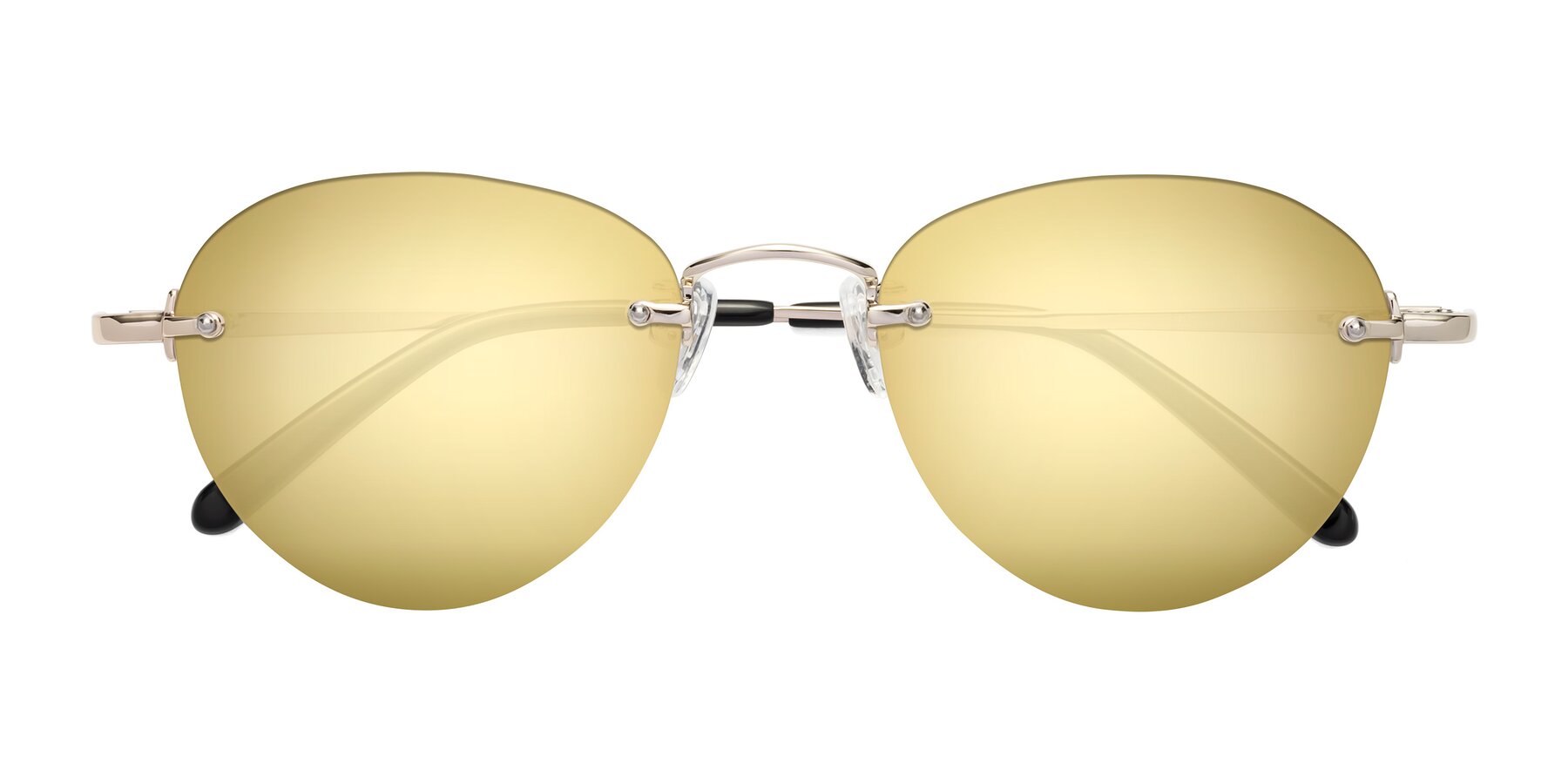 Folded Front of Quinn in Light Gold with Gold Mirrored Lenses