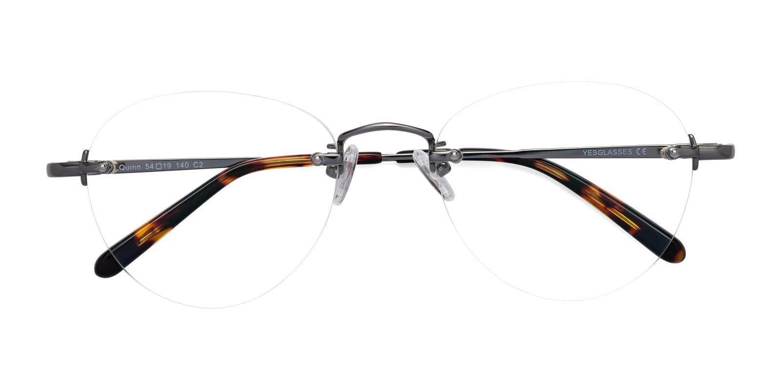 Gunmetal Low Bridge Fit Lightweight Rimless Eyeglasses - Quinn