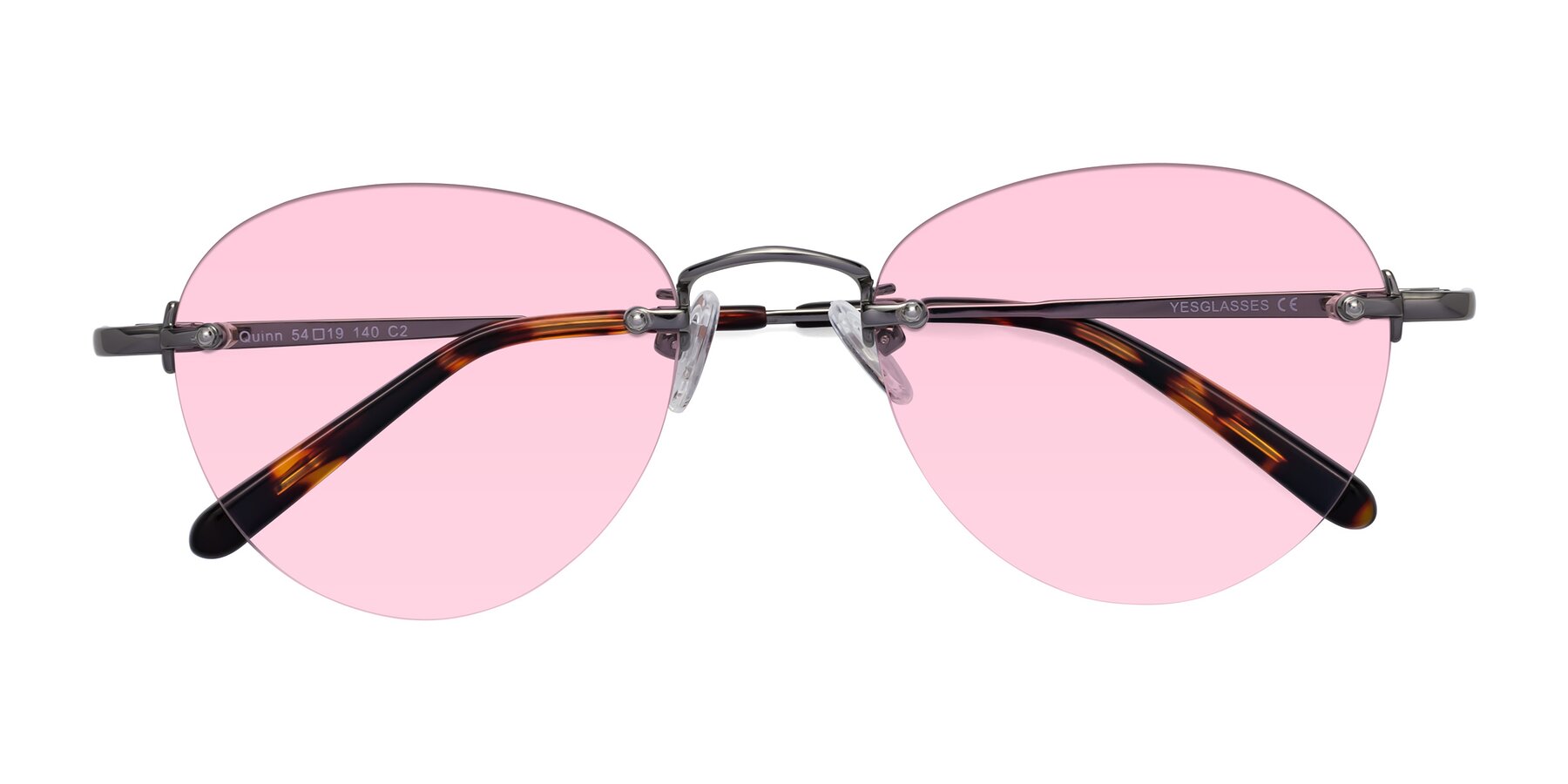 Folded Front of Quinn in Gunmetal with Light Pink Tinted Lenses