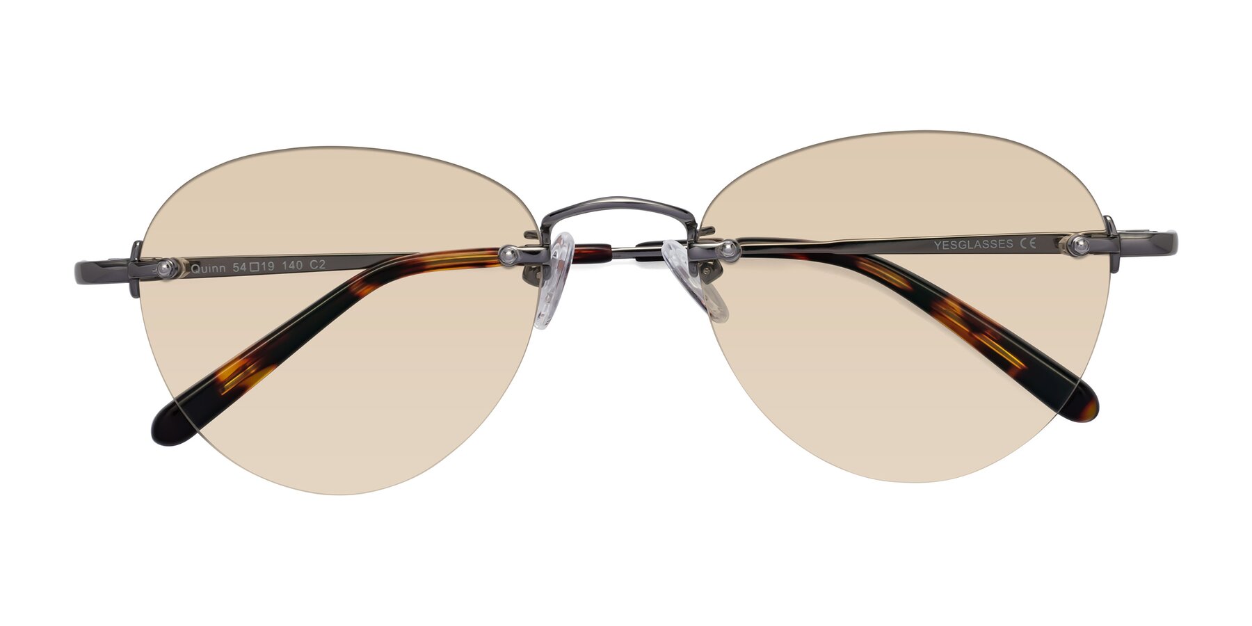 Folded Front of Quinn in Gunmetal with Light Brown Tinted Lenses