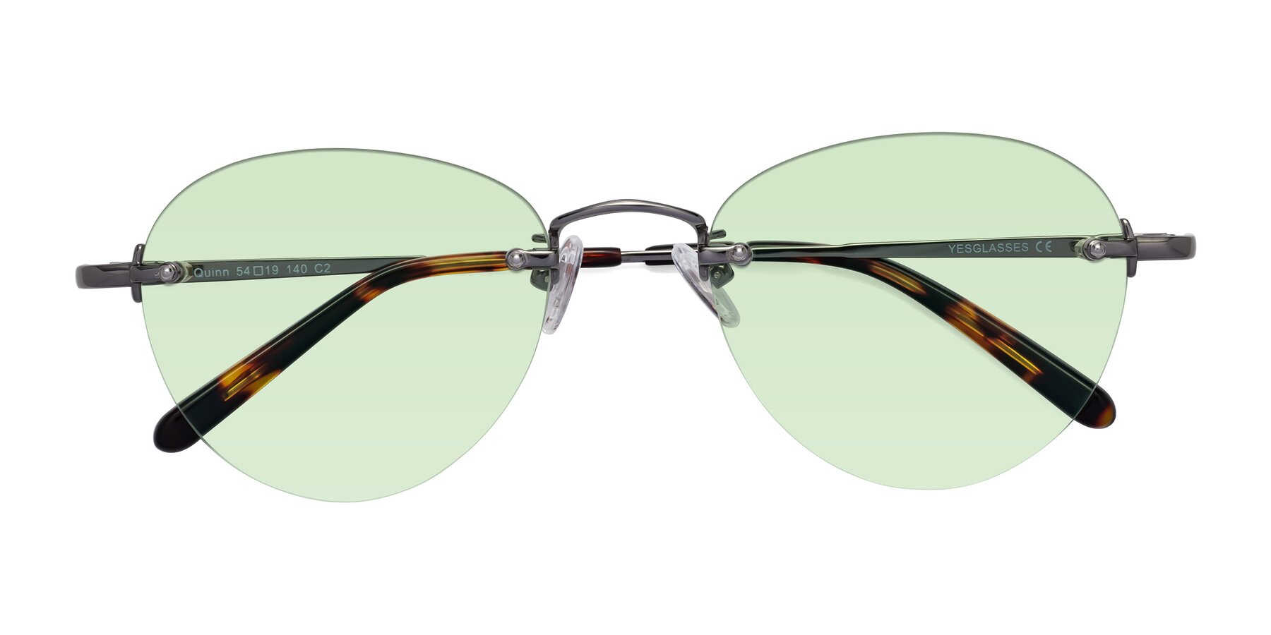 Folded Front of Quinn in Gunmetal with Light Green Tinted Lenses