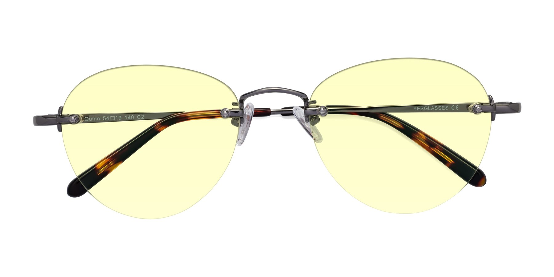 Folded Front of Quinn in Gunmetal with Light Yellow Tinted Lenses