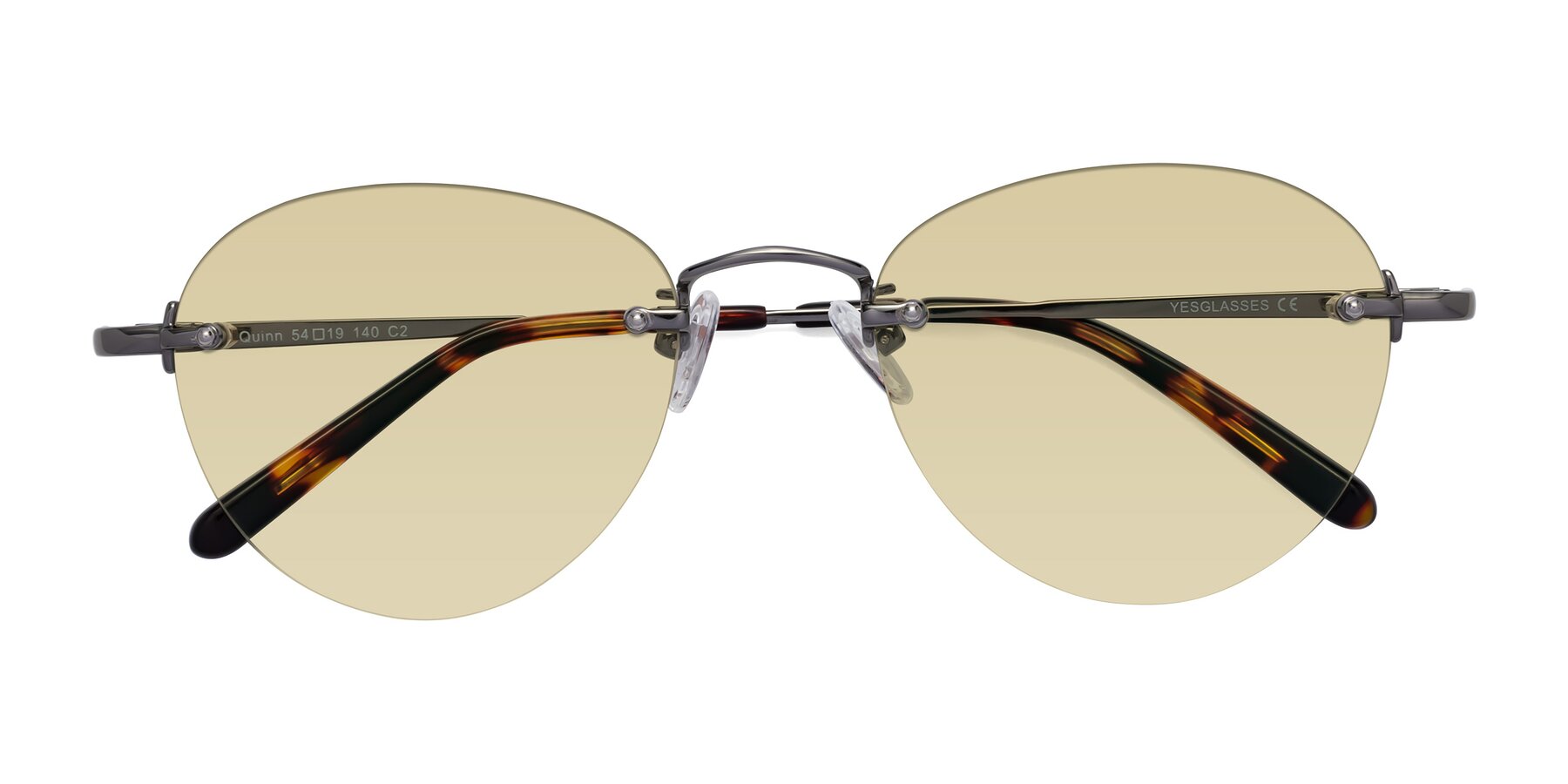 Folded Front of Quinn in Gunmetal with Light Champagne Tinted Lenses