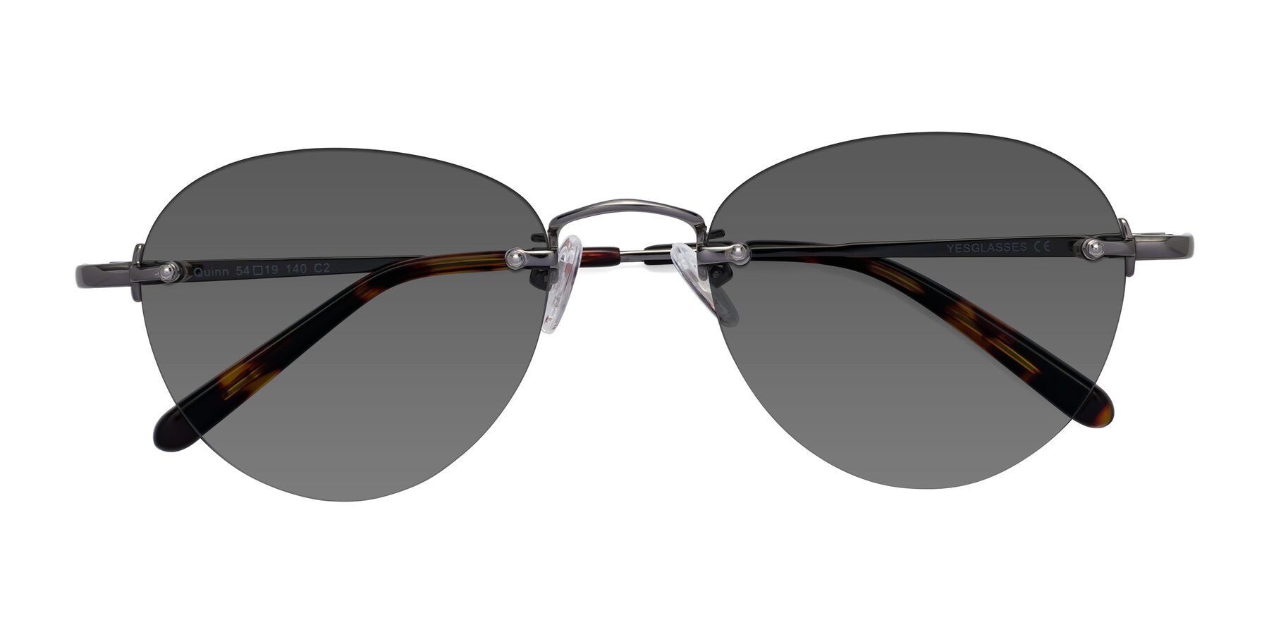 Folded Front of Quinn in Gunmetal with Medium Gray Tinted Lenses