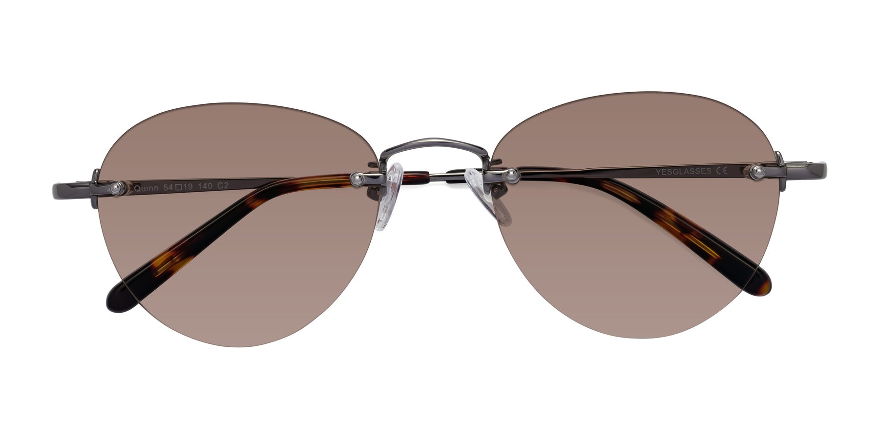 Folded Front of Quinn in Gunmetal with Medium Brown Tinted Lenses