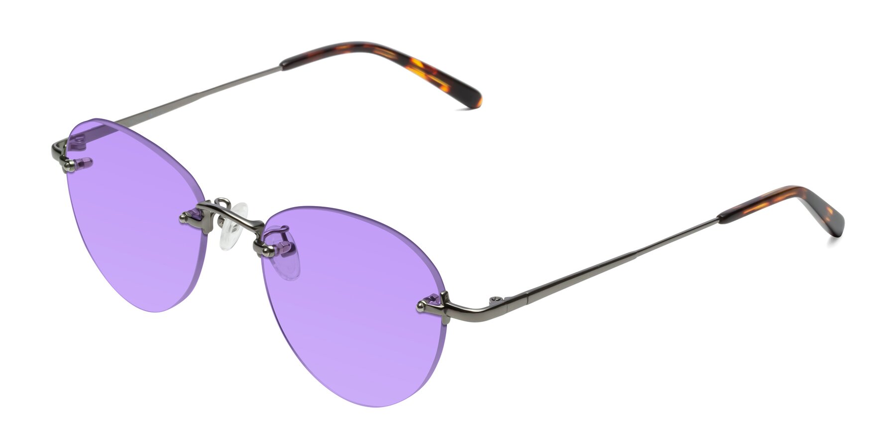 Angle of Quinn in Gunmetal with Medium Purple Tinted Lenses