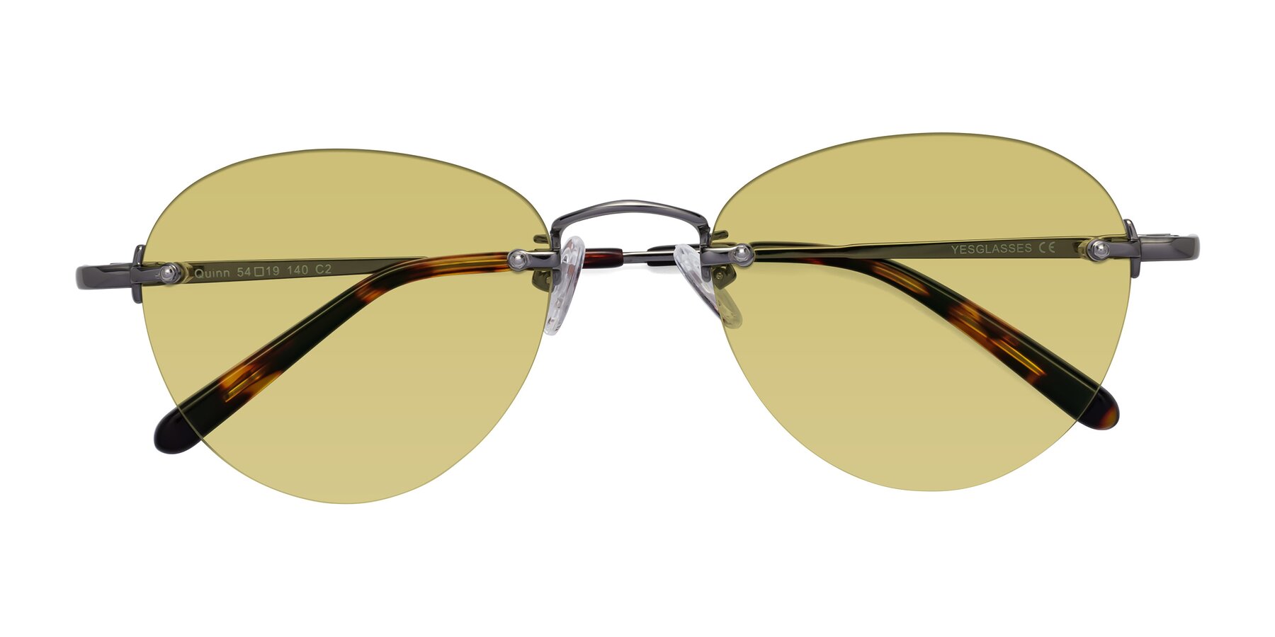 Folded Front of Quinn in Gunmetal with Medium Champagne Tinted Lenses