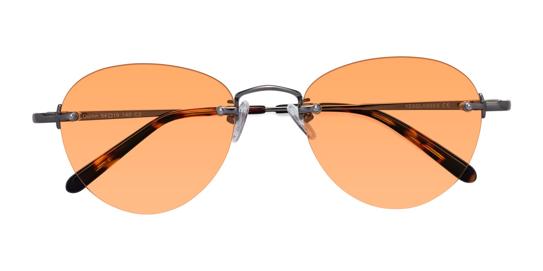 Folded Front of Quinn in Gunmetal with Medium Orange Tinted Lenses