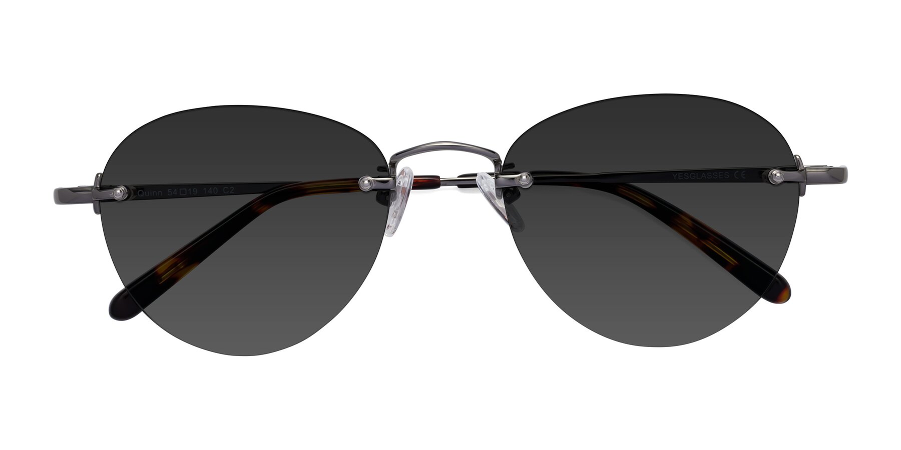 Folded Front of Quinn in Gunmetal with Gray Tinted Lenses