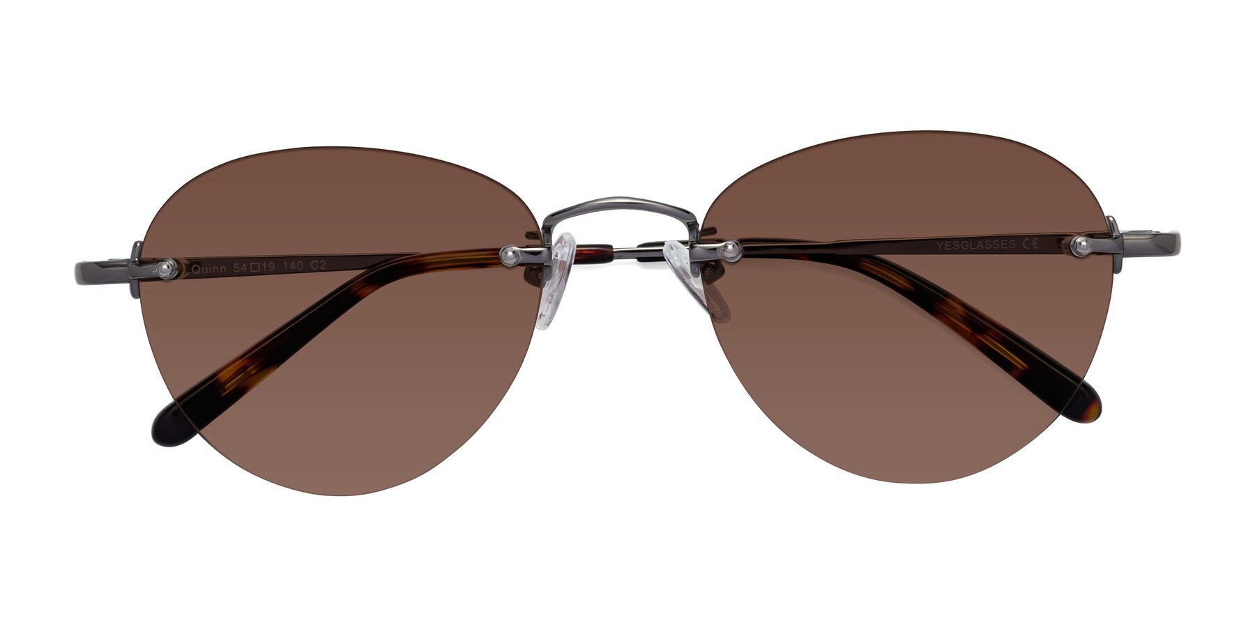 Folded Front of Quinn in Gunmetal with Brown Tinted Lenses
