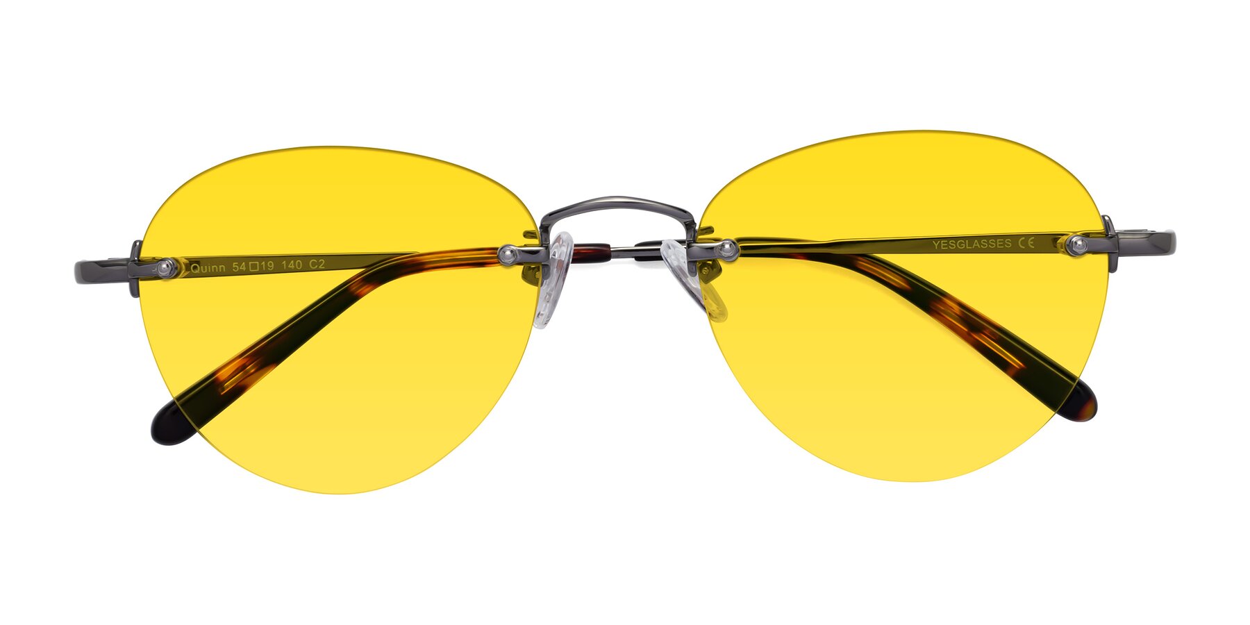 Folded Front of Quinn in Gunmetal with Yellow Tinted Lenses