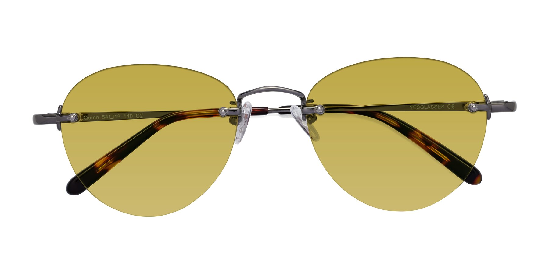 Folded Front of Quinn in Gunmetal with Champagne Tinted Lenses