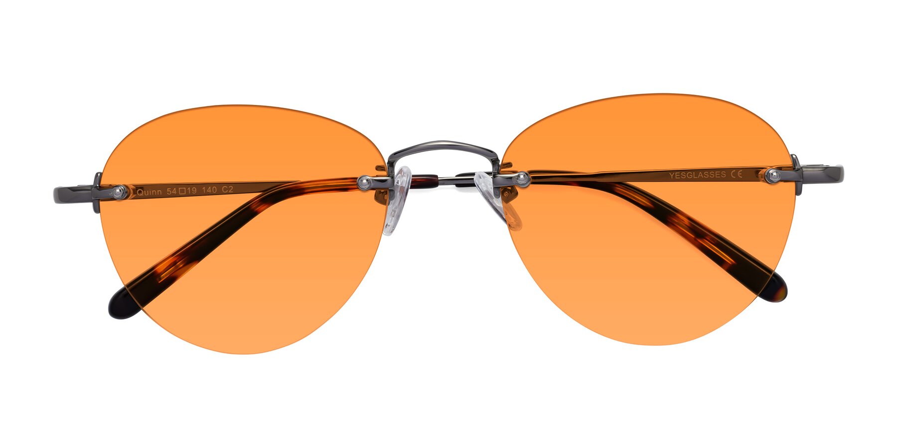 Folded Front of Quinn in Gunmetal with Orange Tinted Lenses