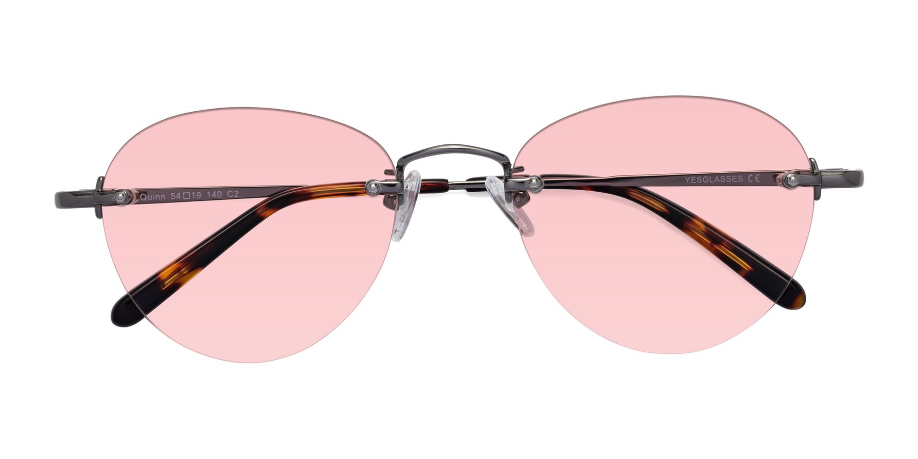 Folded Front of Quinn in Gunmetal with Light Garnet Tinted Lenses