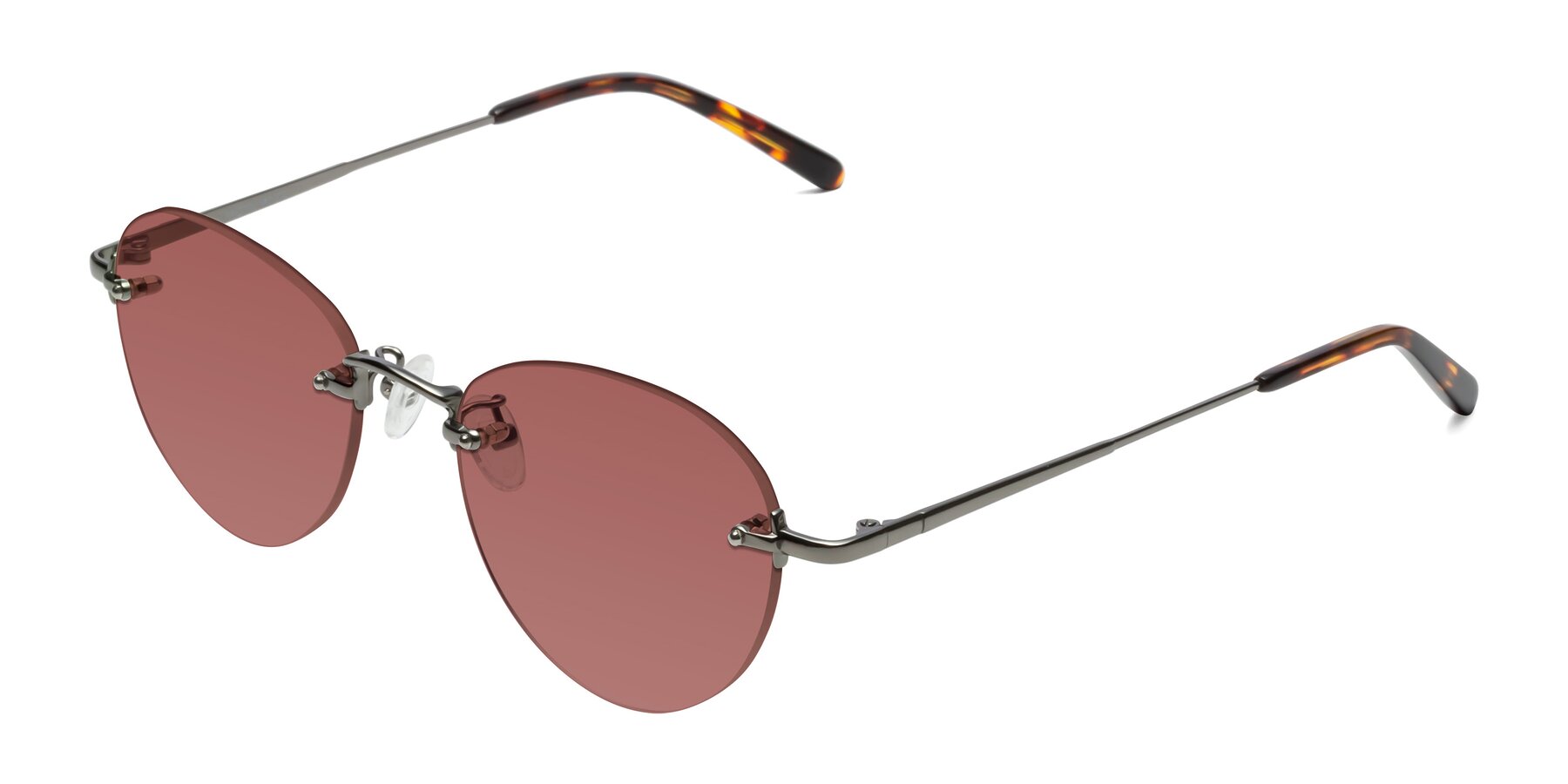 Angle of Quinn in Gunmetal with Garnet Tinted Lenses