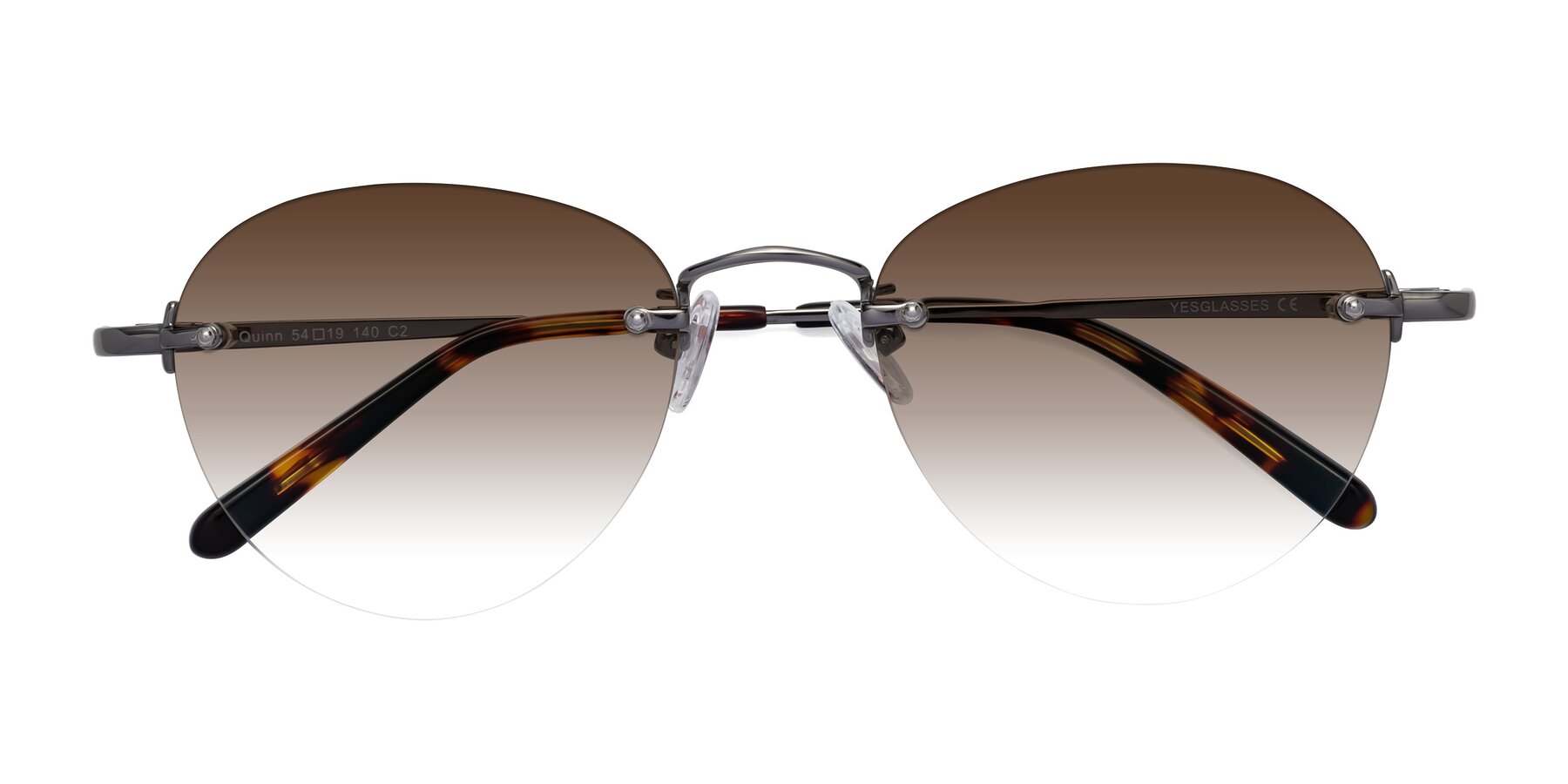 Folded Front of Quinn in Gunmetal with Brown Gradient Lenses