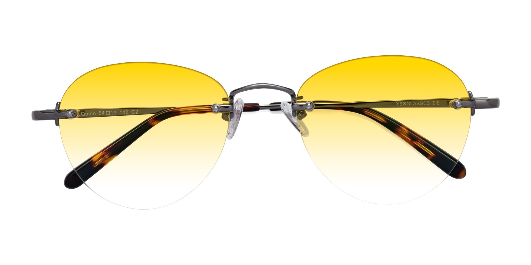 Folded Front of Quinn in Gunmetal with Yellow Gradient Lenses