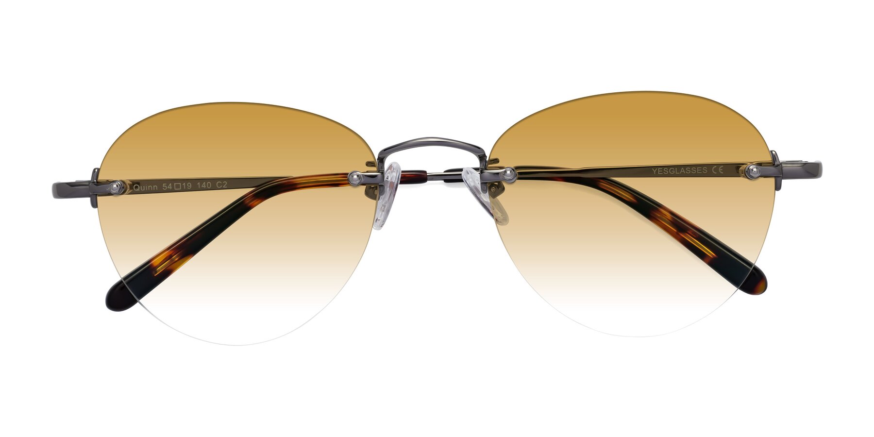 Folded Front of Quinn in Gunmetal with Champagne Gradient Lenses
