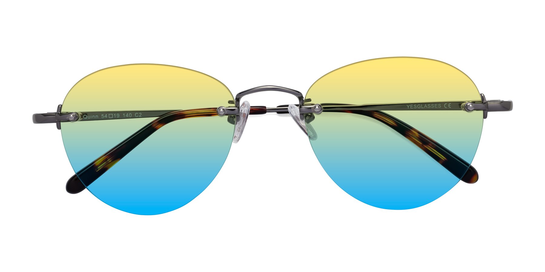 Folded Front of Quinn in Gunmetal with Yellow / Blue Gradient Lenses