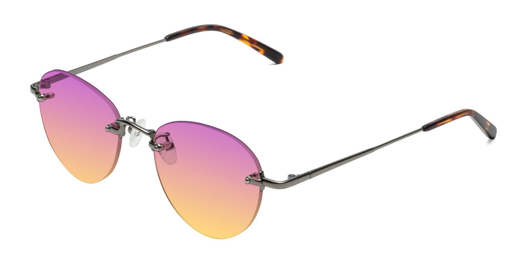 Angle of Quinn in Gunmetal with Purple / Yellow Gradient Lenses