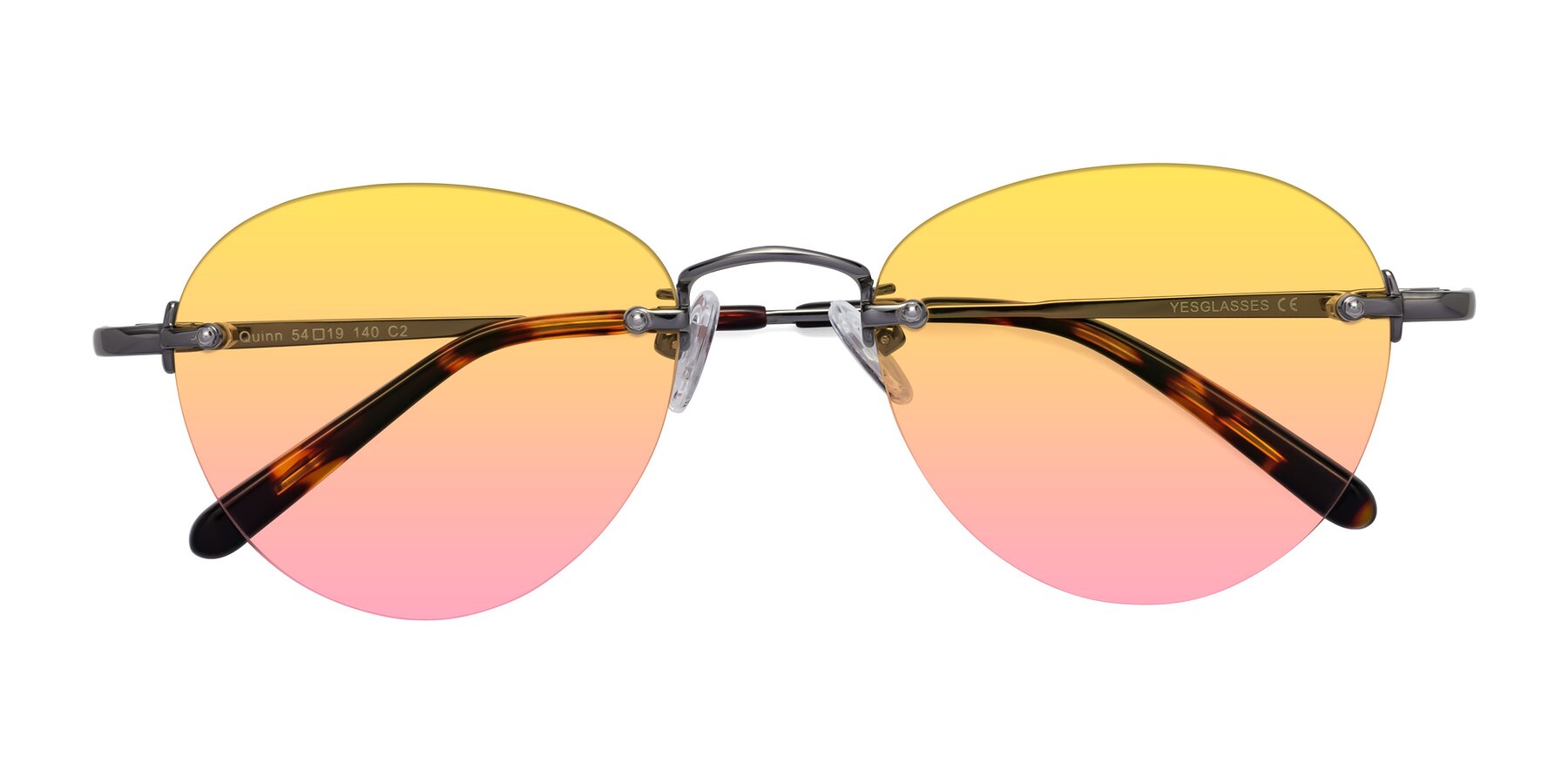 Folded Front of Quinn in Gunmetal with Yellow / Pink Gradient Lenses