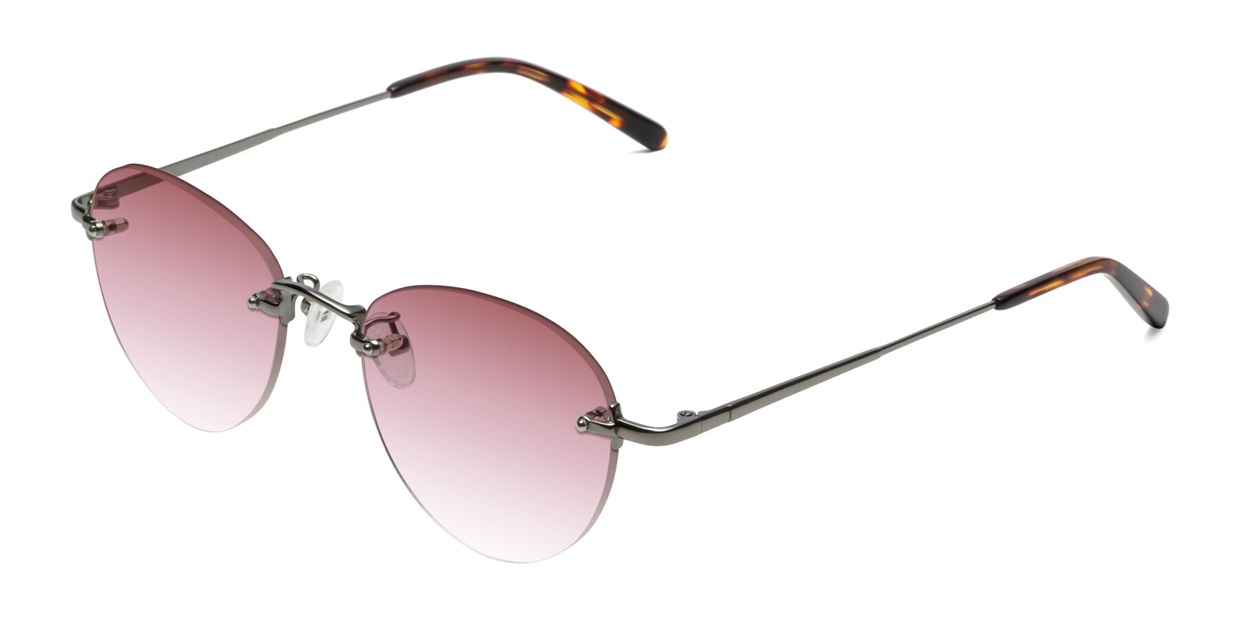 Angle of Quinn in Gunmetal with Garnet Gradient Lenses