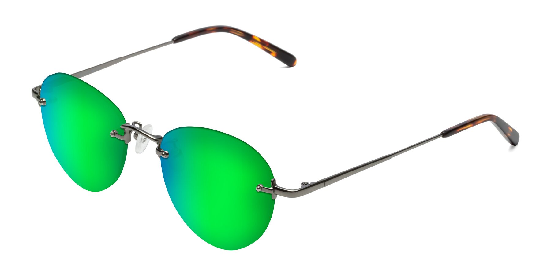 Angle of Quinn in Gunmetal with Green Mirrored Lenses
