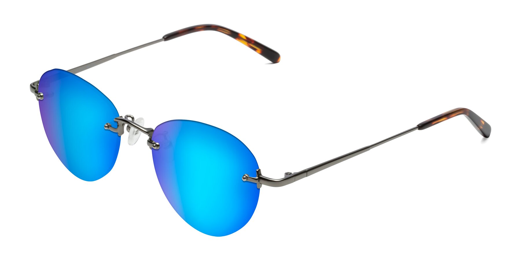 Angle of Quinn in Gunmetal with Blue Mirrored Lenses