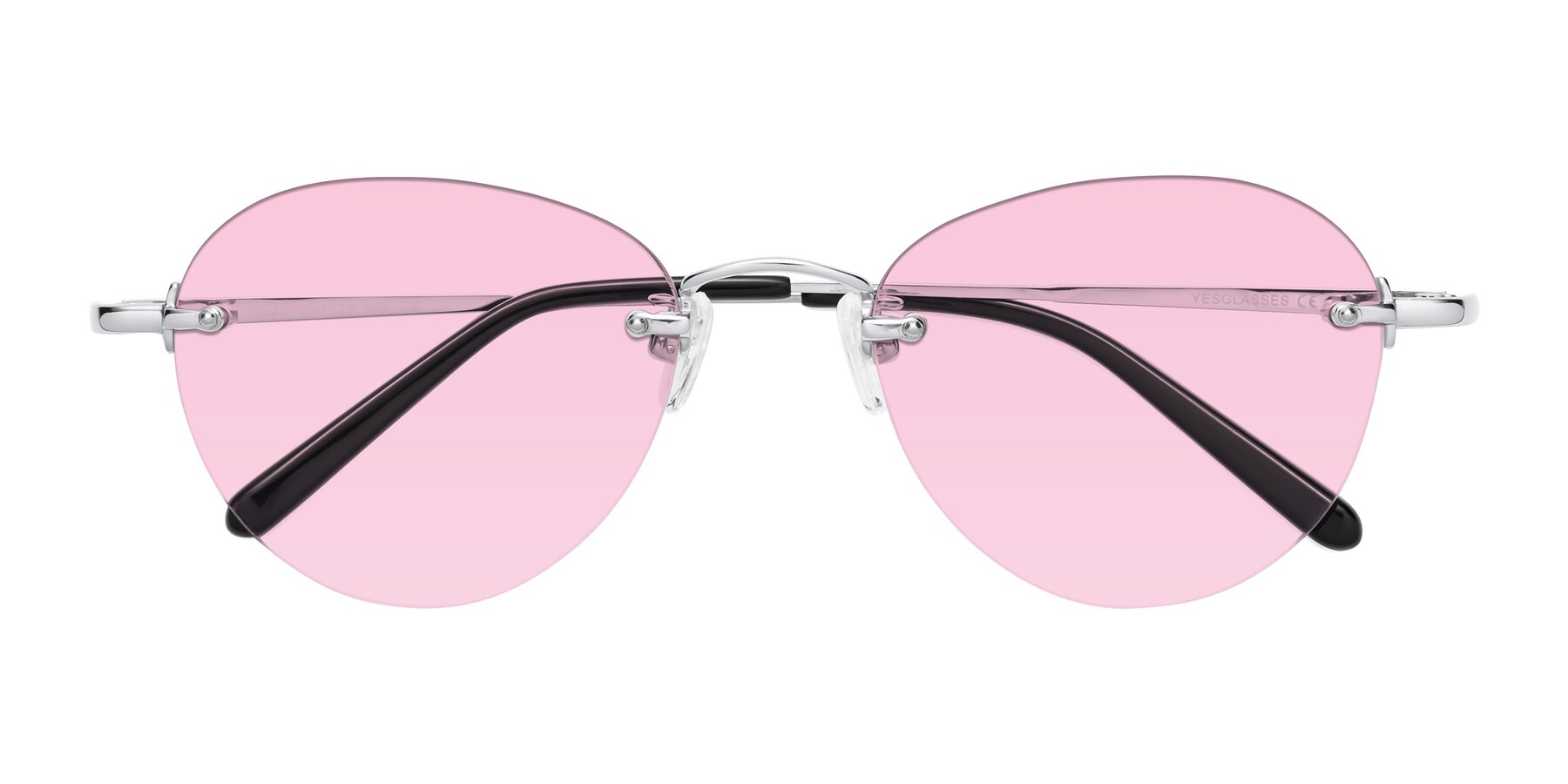 Folded Front of Quinn in Silver with Light Pink Tinted Lenses