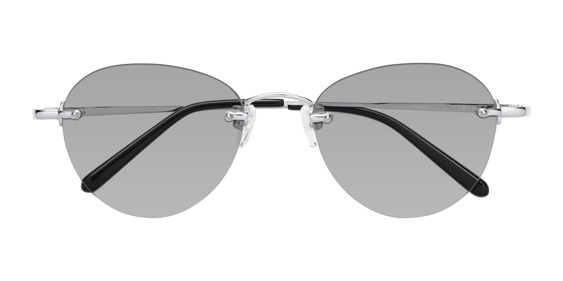 Folded Front of Quinn in Silver with Light Gray Tinted Lenses