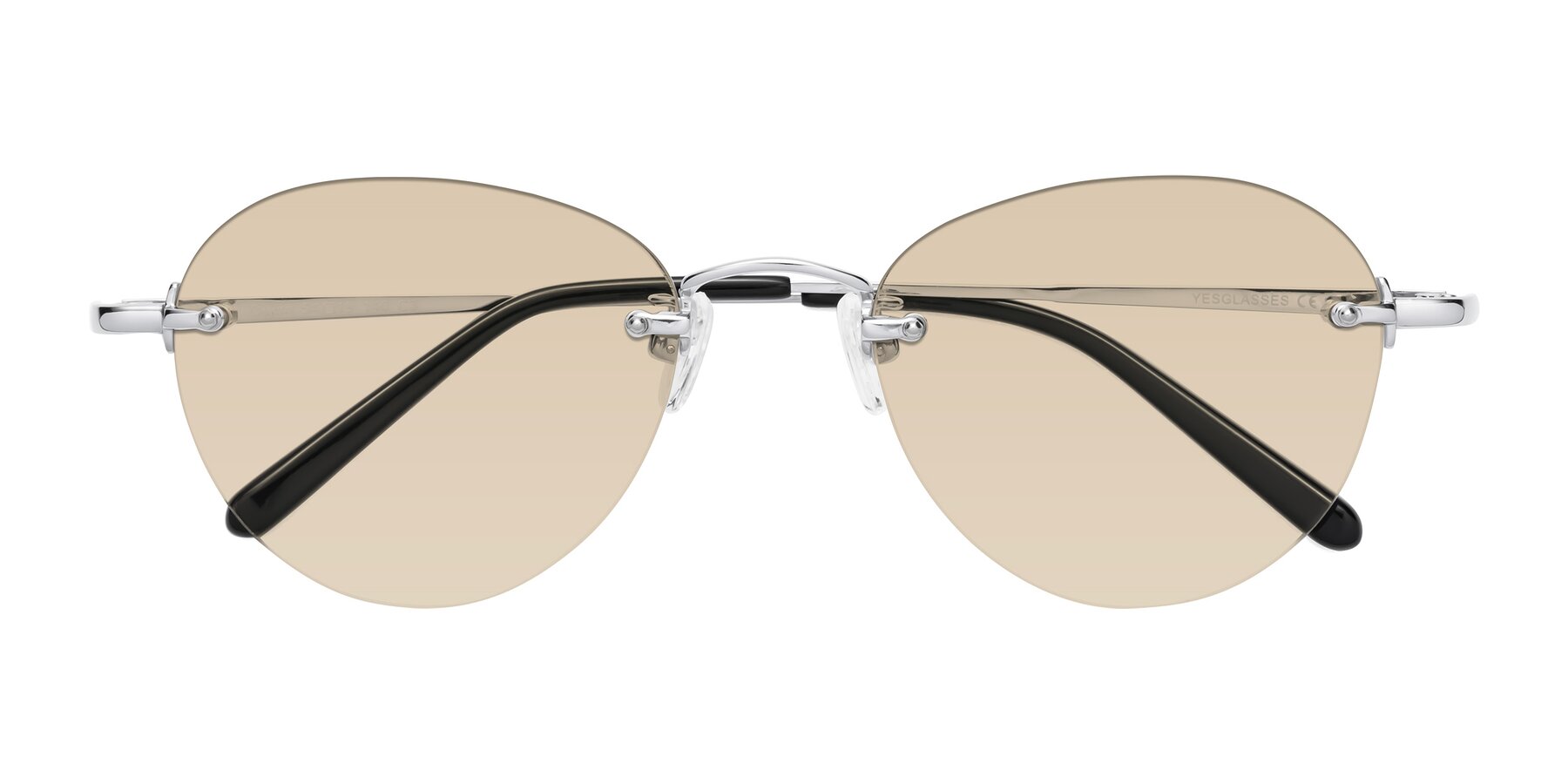 Folded Front of Quinn in Silver with Light Brown Tinted Lenses
