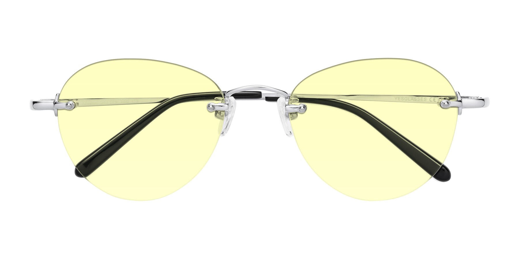 Folded Front of Quinn in Silver with Light Yellow Tinted Lenses