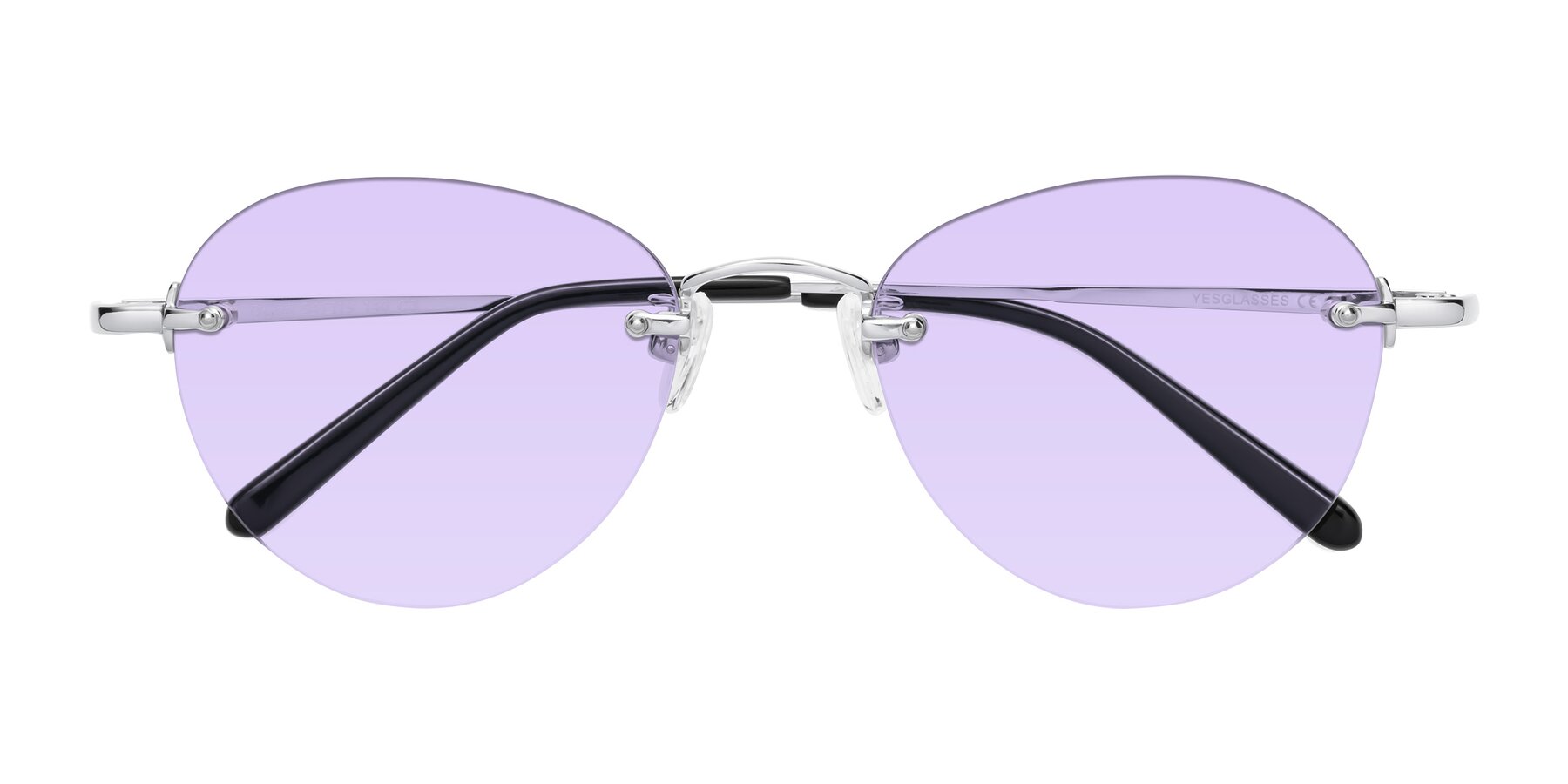 Folded Front of Quinn in Silver with Light Purple Tinted Lenses