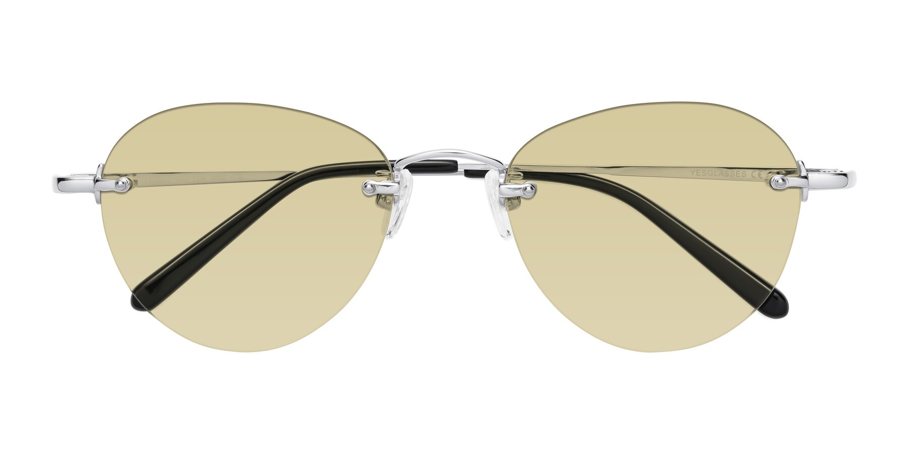 Folded Front of Quinn in Silver with Light Champagne Tinted Lenses