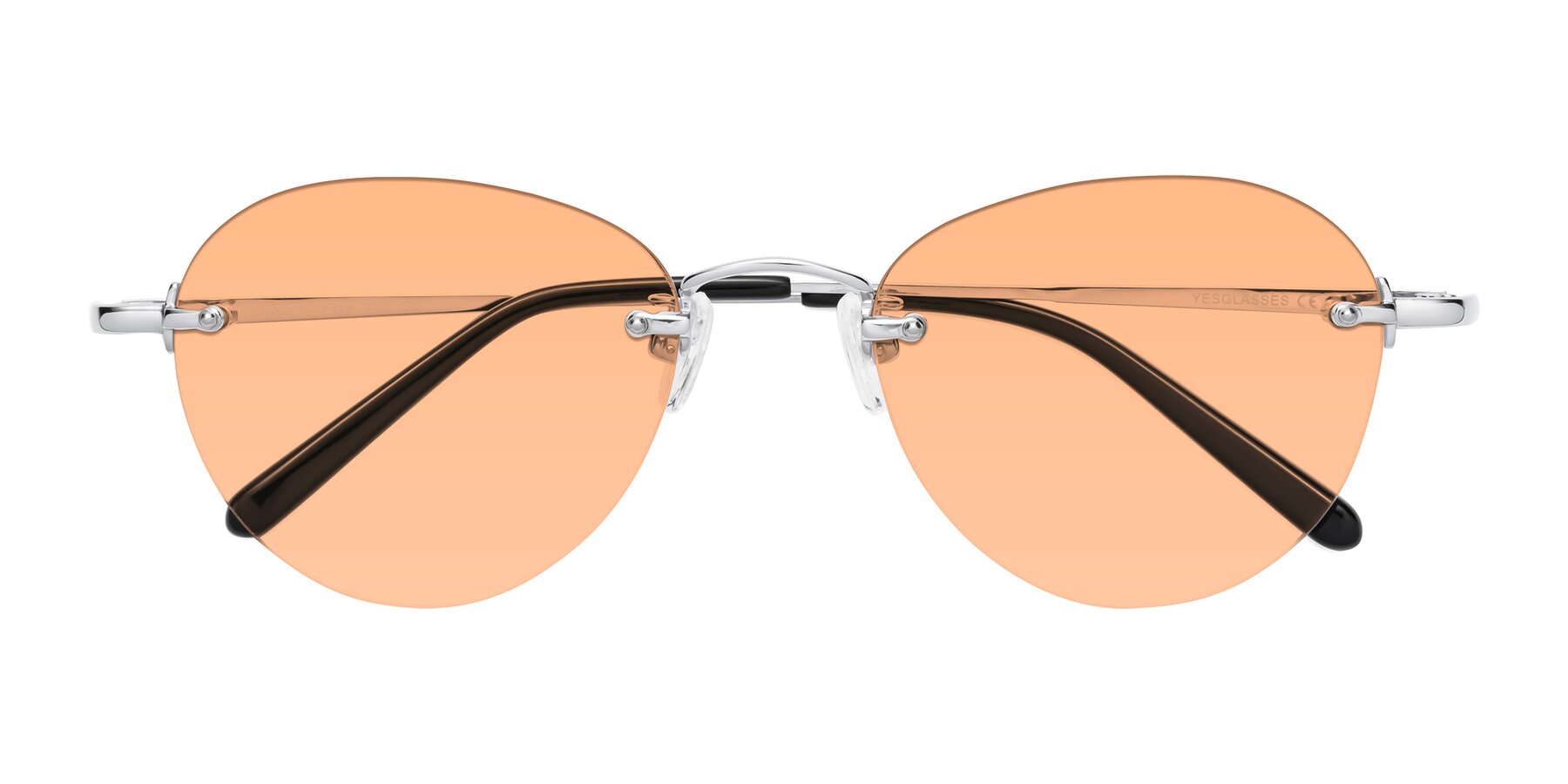 Folded Front of Quinn in Silver with Light Orange Tinted Lenses