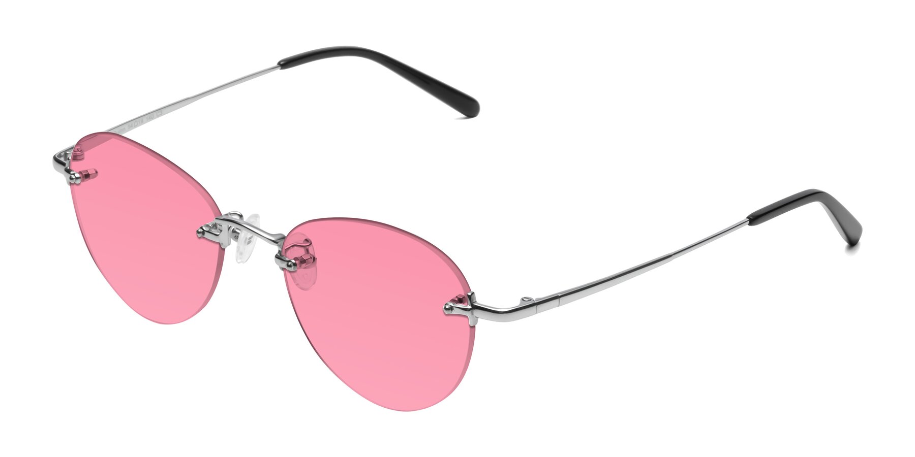 Angle of Quinn in Silver with Pink Tinted Lenses