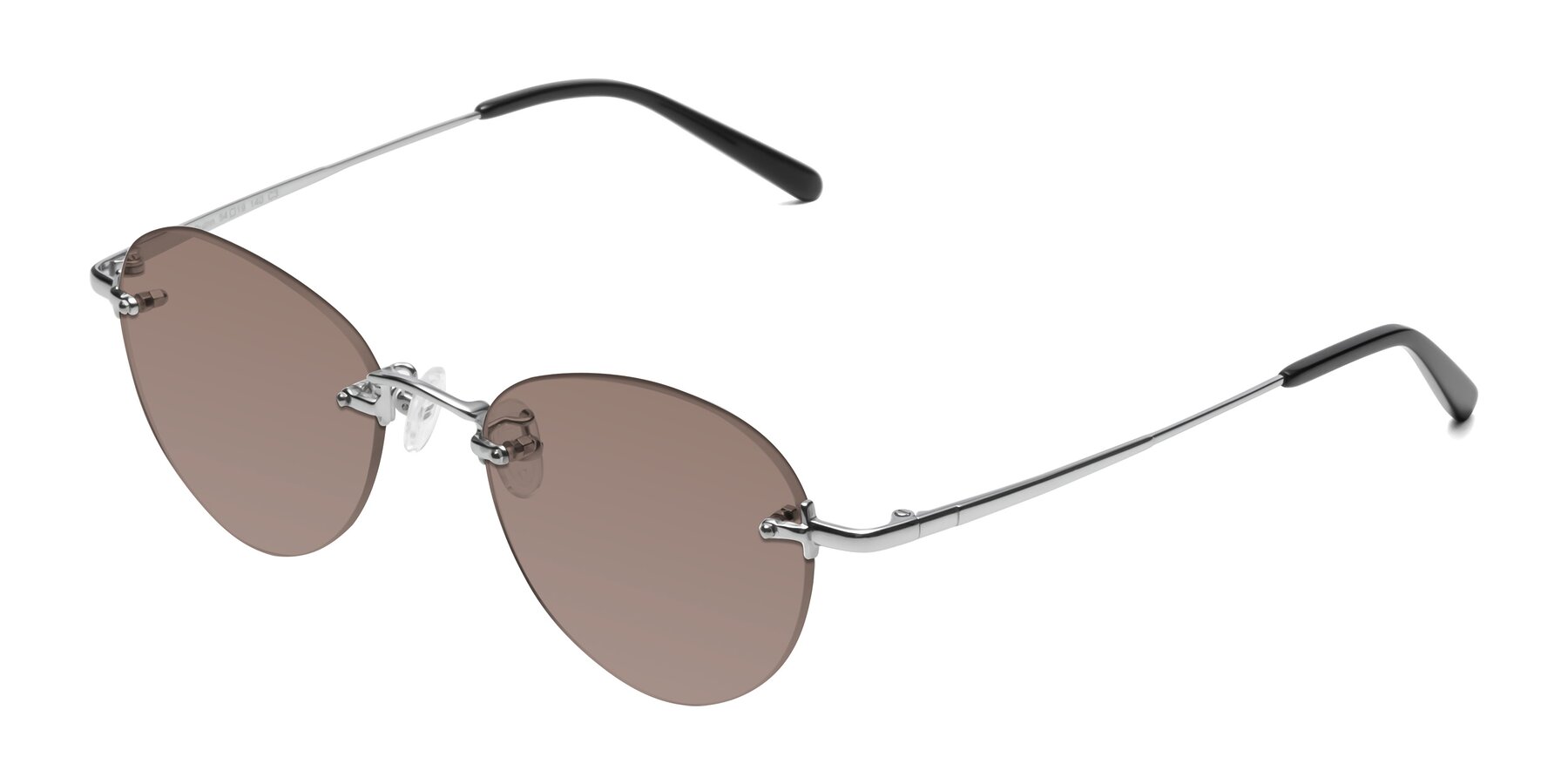 Angle of Quinn in Silver with Medium Brown Tinted Lenses