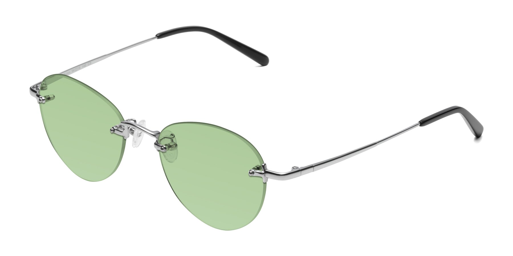 Angle of Quinn in Silver with Medium Green Tinted Lenses