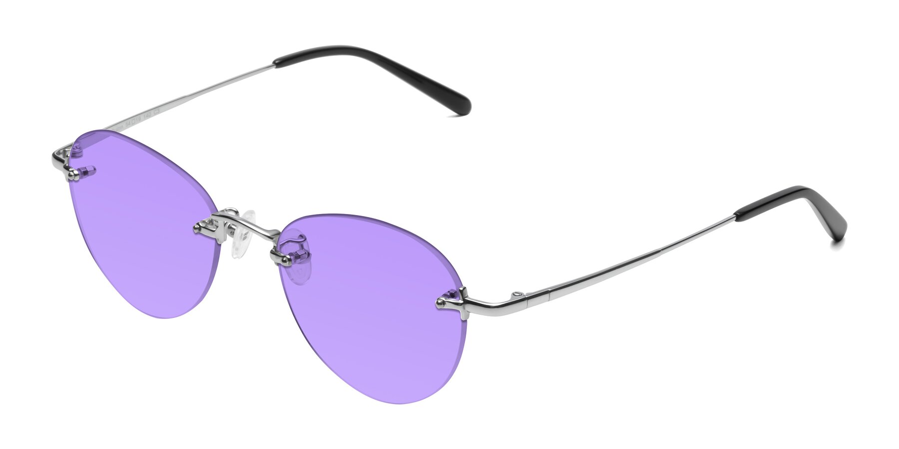 Angle of Quinn in Silver with Medium Purple Tinted Lenses