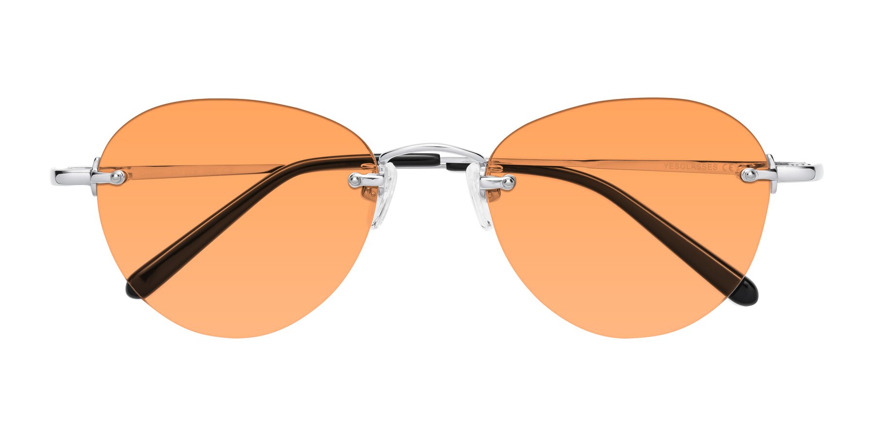 Folded Front of Quinn in Silver with Medium Orange Tinted Lenses